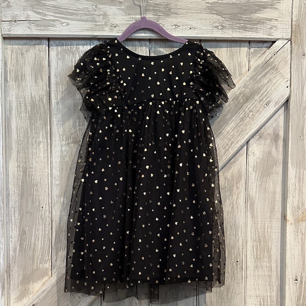 Old Navy Black Dress with Gold Heart Print